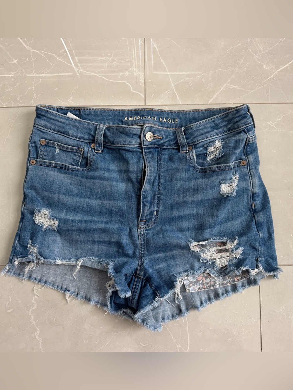 American Eagle Outfitters Distressed High Rise Shortie Denim Shorts Size 12